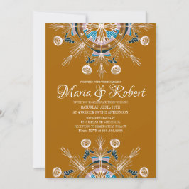 Kleurrijke Boheemse Mandala Mosterd Boho Bruiloft Kaart