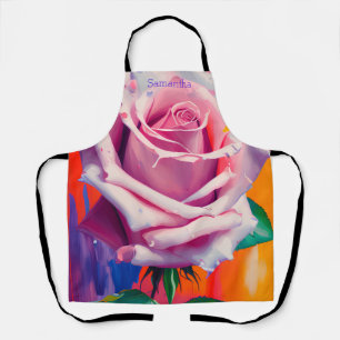 Kleurrijke Boheemse Roze Roos Artsy Gepersonalisee Schort