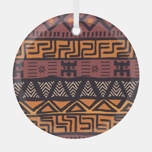 Kleurrijke Boheemse Tribal Geometric Glas Ornament (Voorkant)