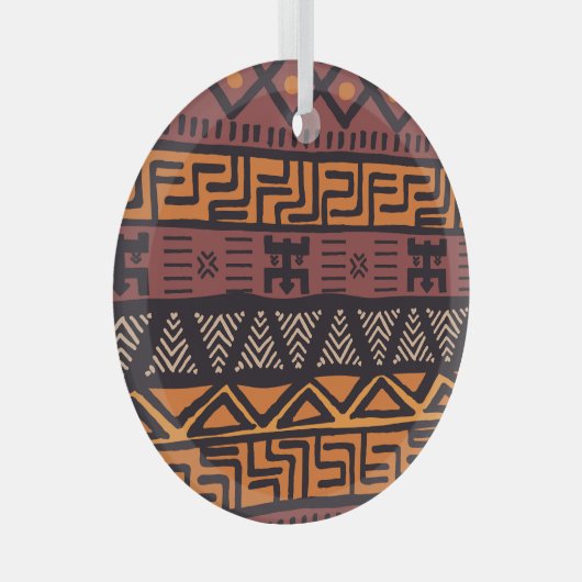 Kleurrijke Boheemse Tribal Geometric Glas Ornament (Voorkant Rechts)