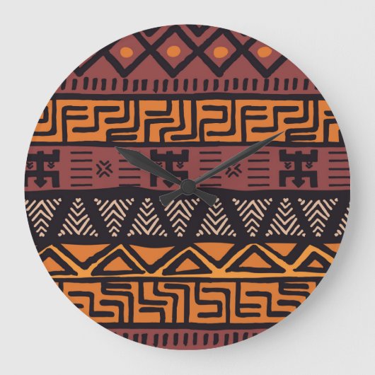 Kleurrijke Boheemse Tribal Geometric Grote Klok (Voorkant)