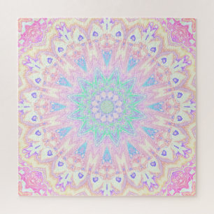 Kleurrijke Bohemian Trippy Bright Pastel Mandala Legpuzzel