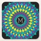 Kleurrijke Bohemienbloem met aangepast monogram Kartonnen Onderzetters (Voorkant)
