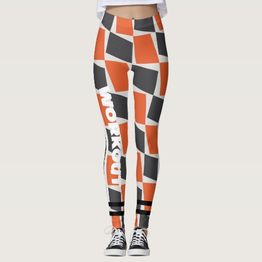 Kleurrijke boho abstract l Sinaasappel Zwart l Wor Leggings (Voorkant)