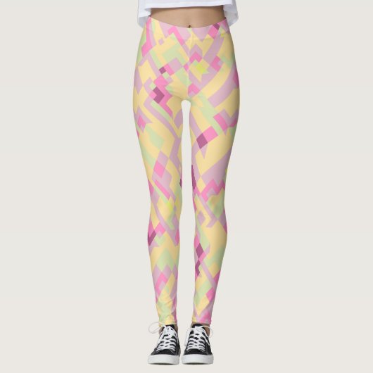 Kleurrijke Boho Abstract Leggings (Voorkant)