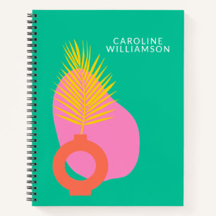 Kleurrijke Boho Abstracte Botanische Vormen Op Maa Notitieboek