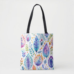 Kleurrijke Boho Bladeren & Veren Tote Bag