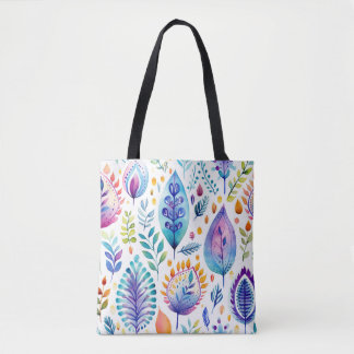 Kleurrijke Boho Bladeren & Veren Tote Bag