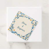 Kleurrijke Boho Blauw Wit Bloemen Aangepaste Bruil Bedankjes Labels (In situ)