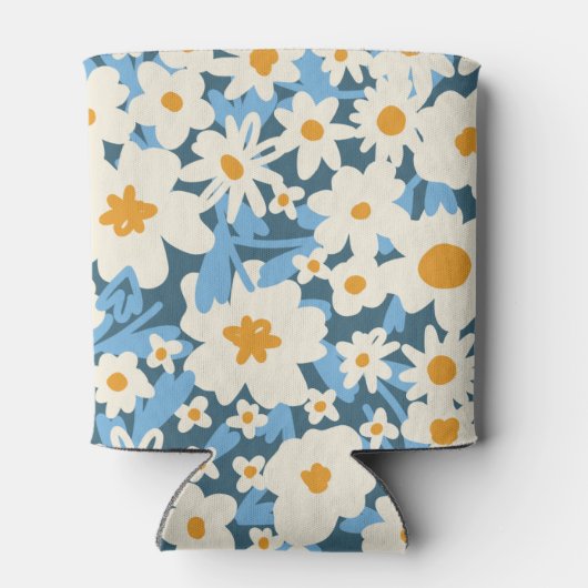 Kleurrijke Boho Blauw Wit Bloemen Aangepaste Bruil Blikjeskoeler (Achterkant)