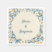 Kleurrijke Boho Blauw Wit Bloemen Aangepaste Bruil Servet (Voorkant)