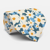 Kleurrijke Boho Blauwe Gele Witte Bloemige Bruilof Stropdas (Opgerold)