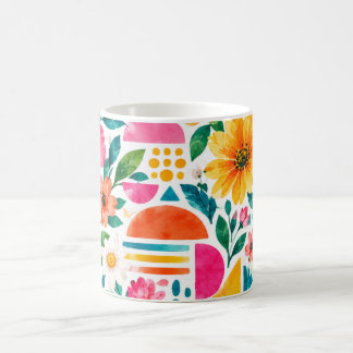 Kleurrijke Boho Bloem Coffee Mug - Levendig Abstra Koffiemok