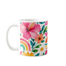 Kleurrijke Boho Bloem Coffee Mug - Levendig Abstra