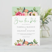 Kleurrijke boho bloemen Bewaar de Datum Typografie Kaart (Staand voorkant)