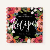 Kleurrijke Boho Bloemen Borstel Script Recepten Notitieboek (Voorkant)