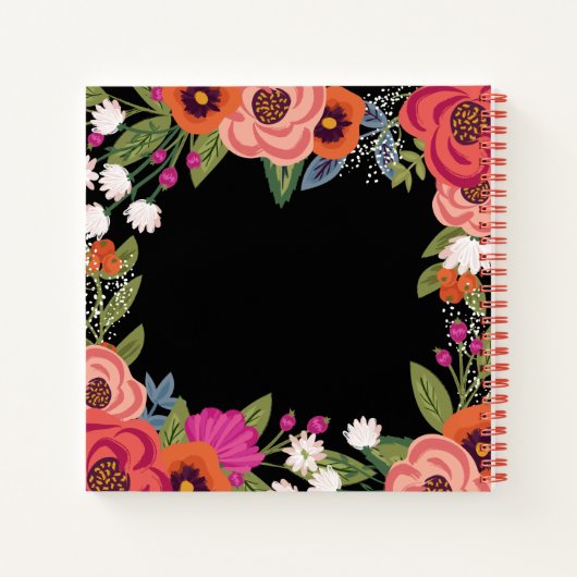 Kleurrijke Boho Bloemen Borstel Script Recepten Notitieboek (Achterkant)