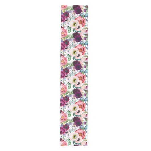 Kleurrijke boho bloemen patroon medium tafelloper (Voorkant)
