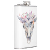 Kleurrijke Boho bloemen & schedel Heupfles (Rechts)