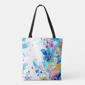 Kleurrijke Boho Bloemen Tote Bag (Achterkant)