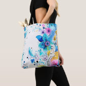 Kleurrijke Boho Bloemen Tote Bag (Dichtbij)