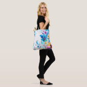 Kleurrijke Boho Bloemen Tote Bag (Op model)