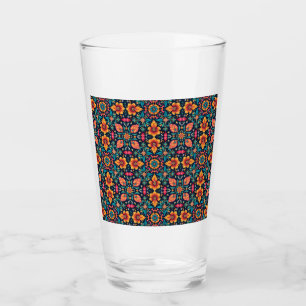 Kleurrijke Boho Bloemenpatroon Elegante Symmetrie Glas