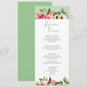 Kleurrijke boho bloemenrand diner menu typografie kaart