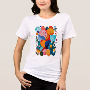 Kleurrijke Boho Bloemige Abstracte Vilt Uitknipsel Tri-Blend Shirt