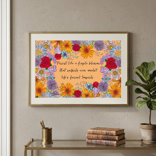 Kleurrijke Boho Bloemige Botanische Inspirerende S Poster