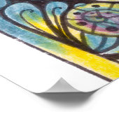 Kleurrijke Boho Bloemige Veer Doodle Kunst Poster (Hoek)