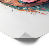 Kleurrijke Boho Bohemian Pig Whimsical Wall Art Poster (Hoek)