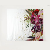 Kleurrijke Boho Bordeaux Bloem Bruidsdouche Achter Wandkleed (Voorkant (horizontaal))