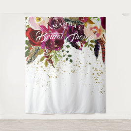 Kleurrijke Boho Bordeaux Bloem Bruidsdouche Achter Wandkleed