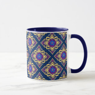 Kleurrijke Boho Chic geometrische bloemenpatroon Mok