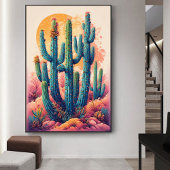 Kleurrijke Boho Desert Cactus Art Poster