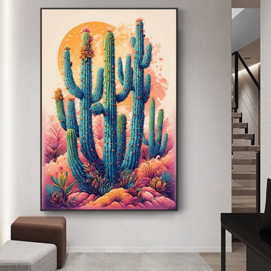 Kleurrijke Boho Desert Cactus Art Poster