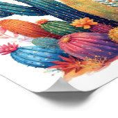 Kleurrijke Boho Desert Cactus Art Poster (Hoek)