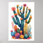 Kleurrijke Boho Desert Cactus Art Poster (Voorkant)