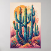Kleurrijke Boho Desert Cactus Art Poster (Voorkant)