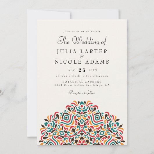 Kleurrijke Boho Etnische Botanische Accent Mandala Kaart (Voorkant)