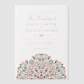 Kleurrijke Boho Etnische Botanische Accent Mandala Vellum Uitnodigingen (Voorkant)