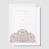 Kleurrijke Boho Etnische Botanische Accent Mandala Vellum Uitnodigingen (Offset)