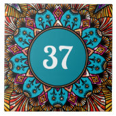 Kleurrijke Boho Fancy decoratieve huisnummerplaat Tegeltje (Voorkant)