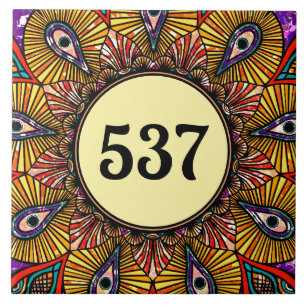 Kleurrijke Boho Fancy decoratieve huisnummerplaat Tegeltje