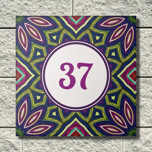 Kleurrijke Boho Fancy decoratieve huisnummerplaat Tegeltje