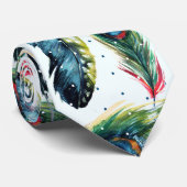 Kleurrijke Boho Feathers & Polka-Stippen Pattern Stropdas (Opgerold)