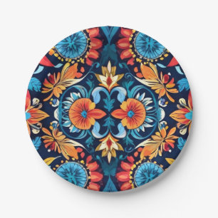 Kleurrijke Boho Floral Elegance: Levendig Papier B Papieren Bordje