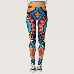 Kleurrijke Boho Floral Elegance: Levendige Mandala Leggings