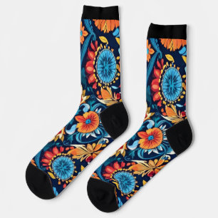 Kleurrijke Boho Floral Elegance: Levendige Mandala Sokken